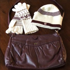 Vtg Etienne Aigner Burgundy Shoulder Bag Hat Glove